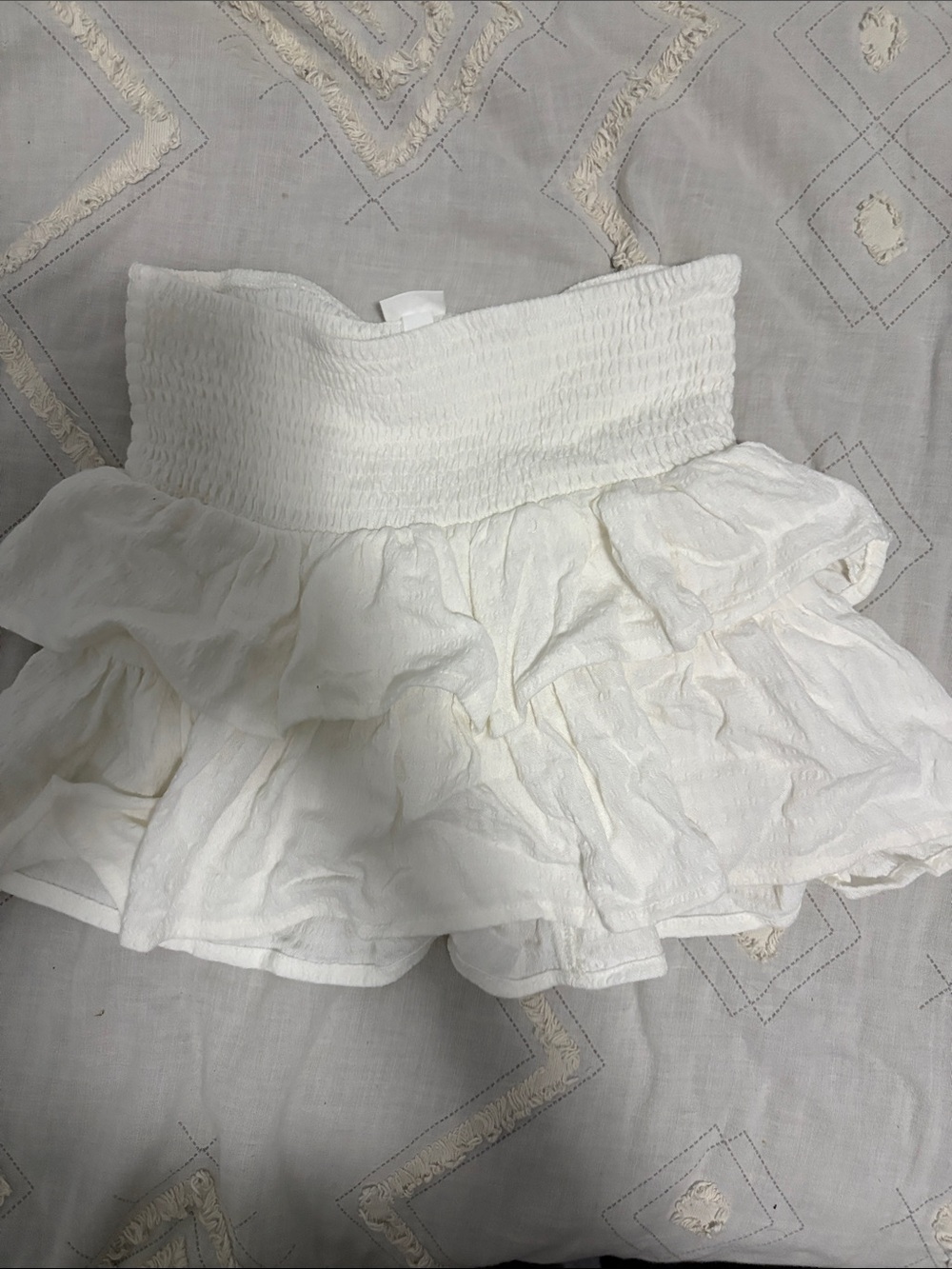 Women's White Ruffled Mini Skirt kids 14 fits like women’s s